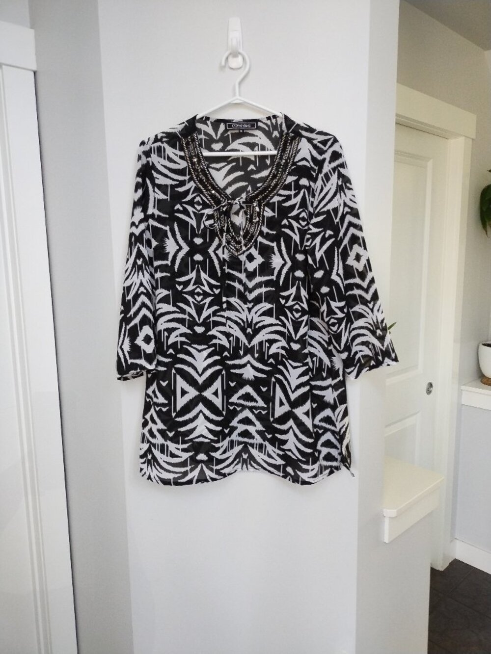 Minkas Sheer coverup with beaded accents
